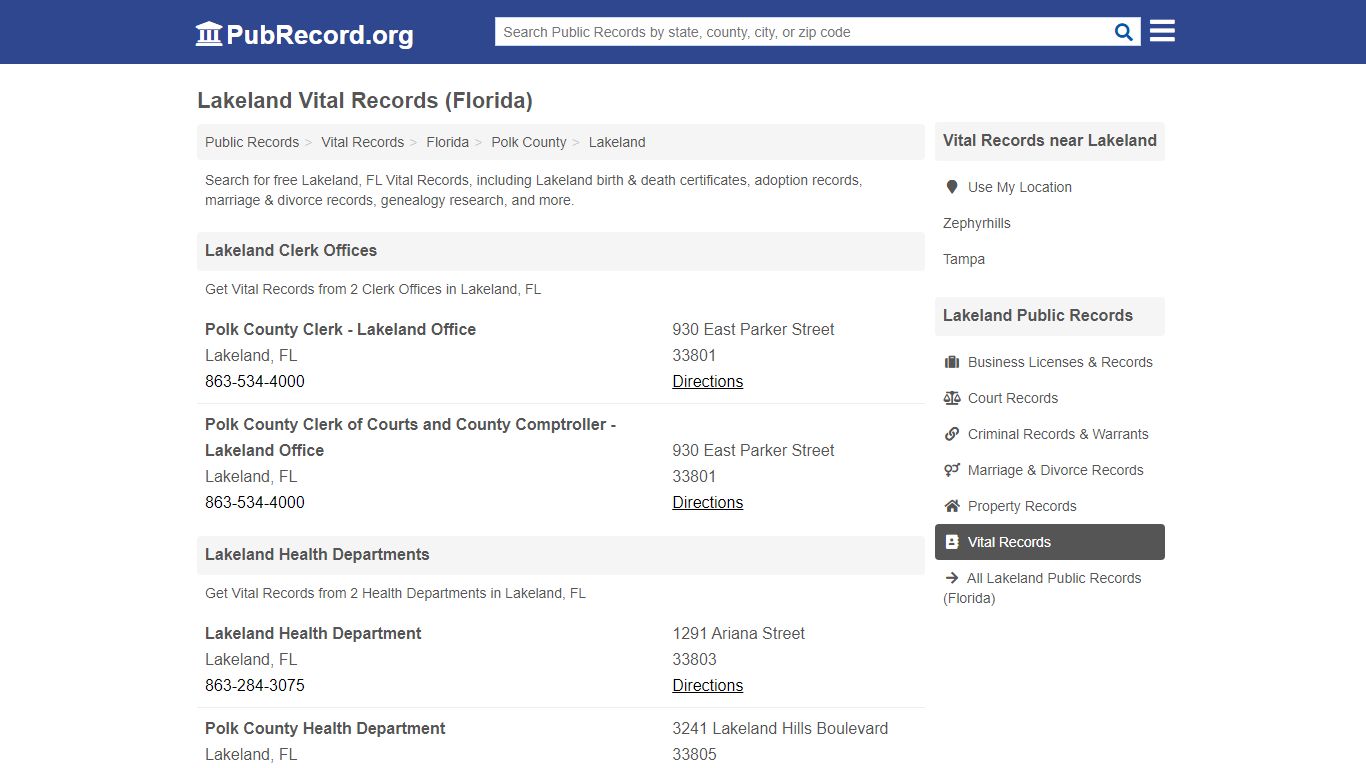 Free Lakeland Vital Records (Florida Vital Records)